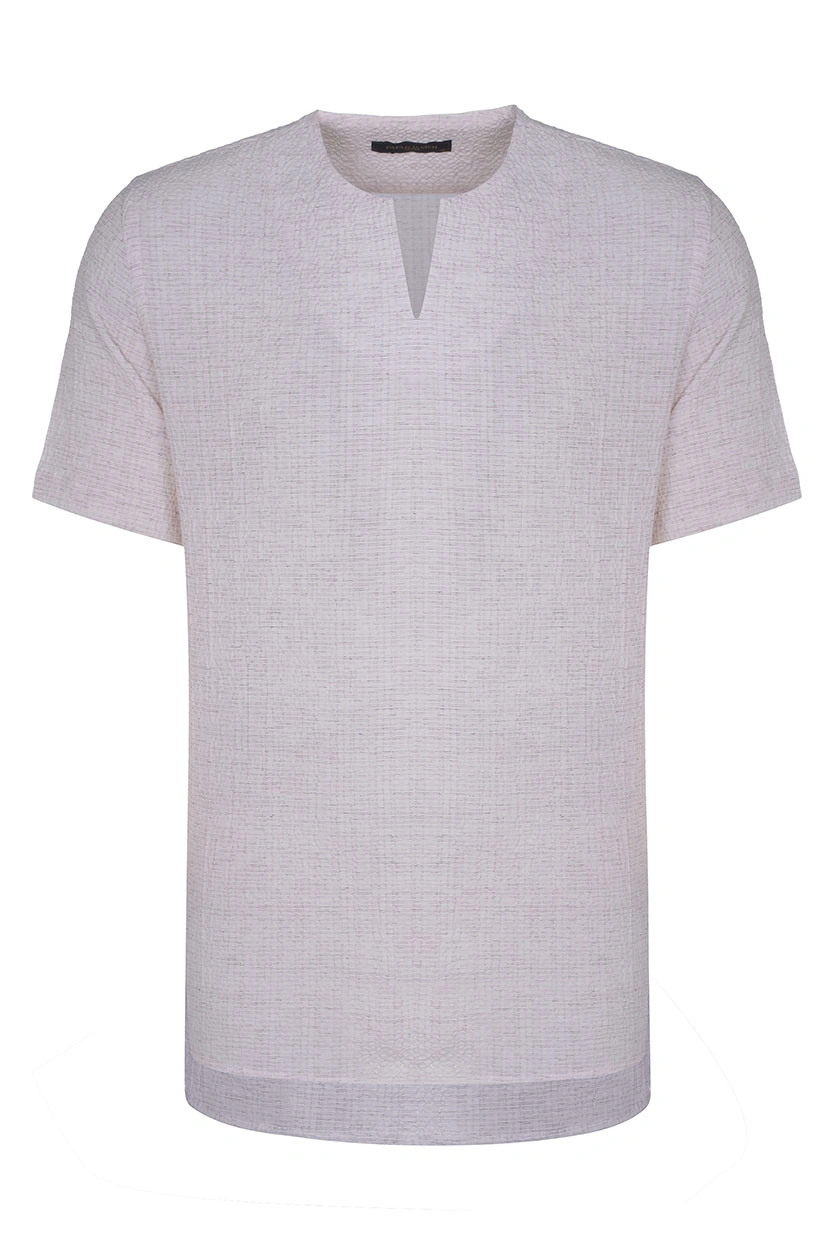 پیراهن آستین کوتاه مردانه مدل آزاد قهوه ای