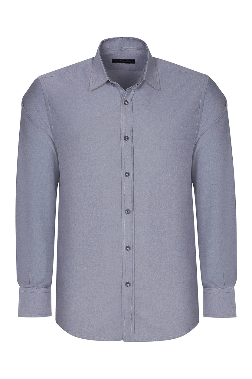 پیراهن آستین بلند مردانه ساده رنگ طوسی