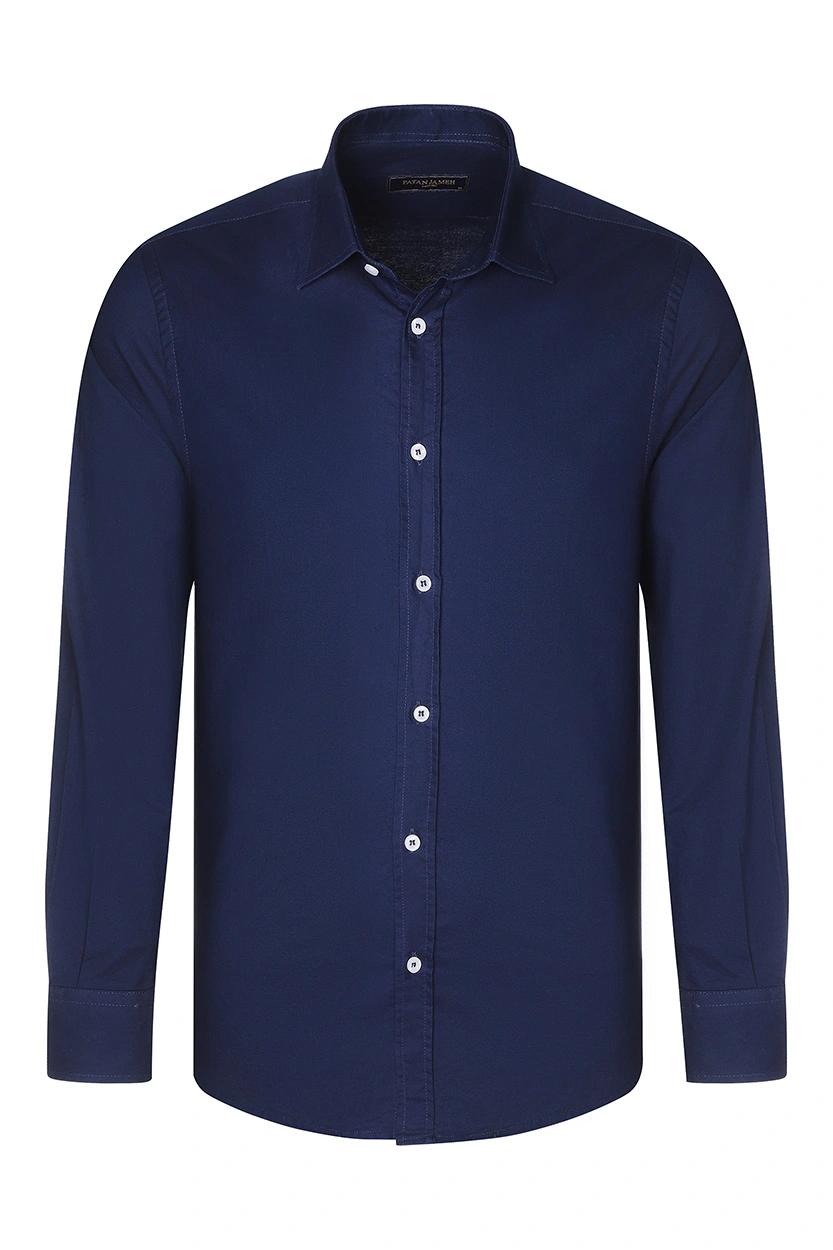 پیراهن آستین بلند مردانه ساده رنگ سرمه ای