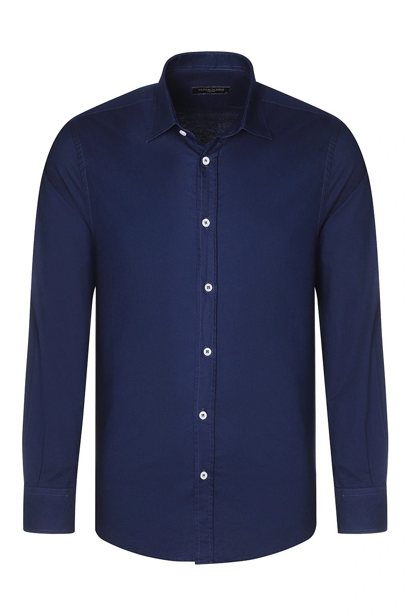 پیراهن آستین بلند مردانه ساده رنگ سرمه ای