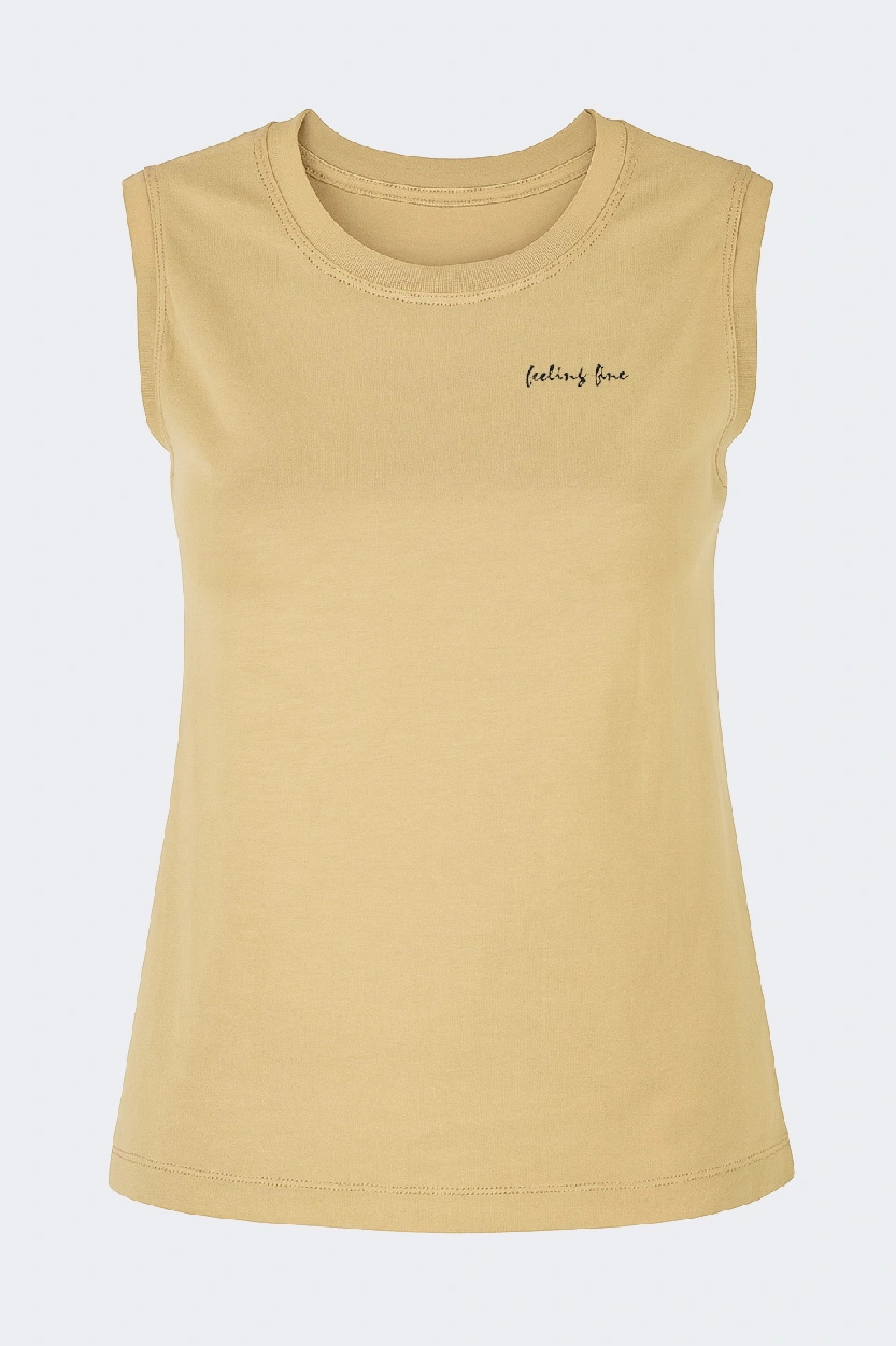 تاپ ساده بدون آستین کرم زنانه