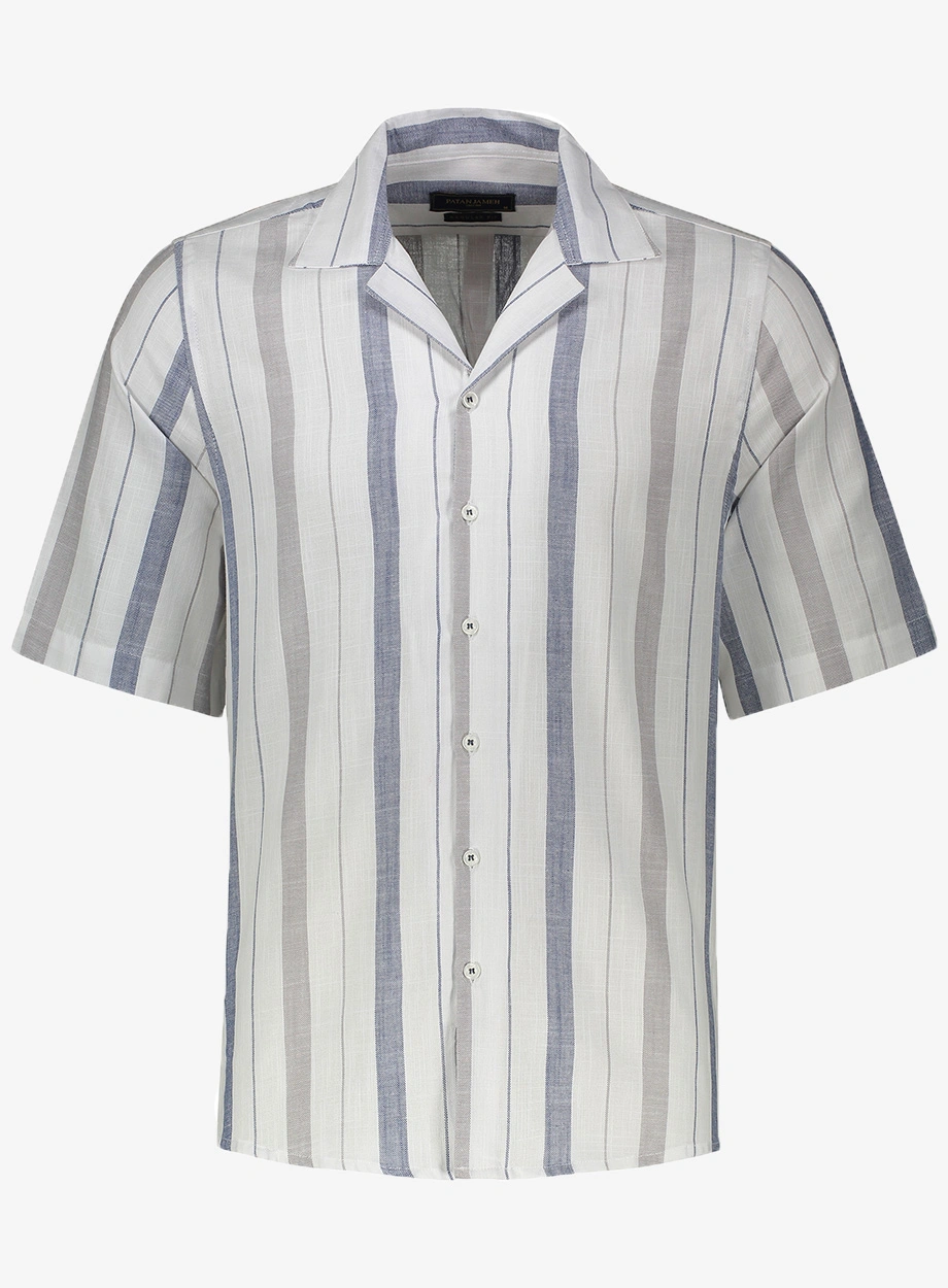 پیراهن آستین کوتاه یقه انگلیسی مردانه راه راه