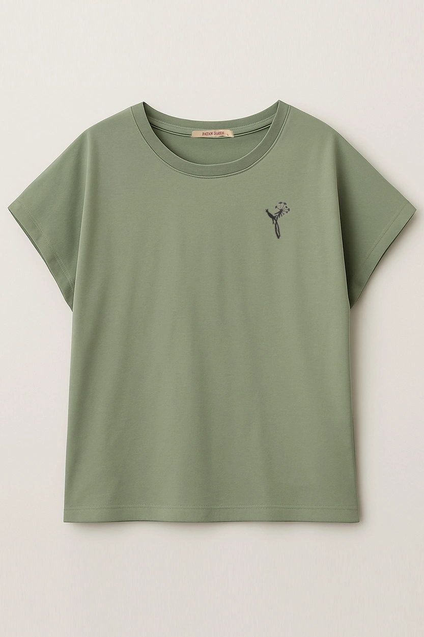 تیشرت کیمونو گلدوزی شده زنانه رنگ سبز روشن