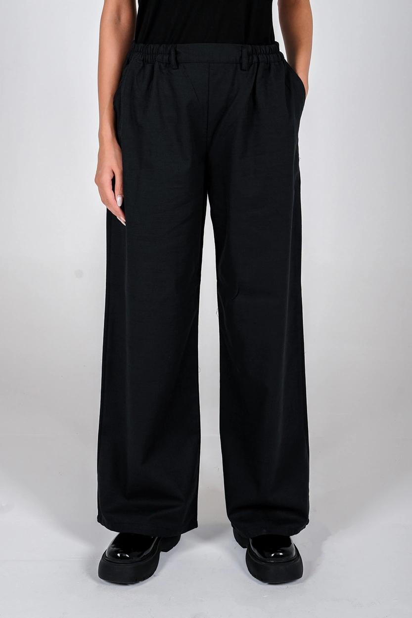 شلوار نیم بگ زنانه کمرکشی رنگ نوک مدادی