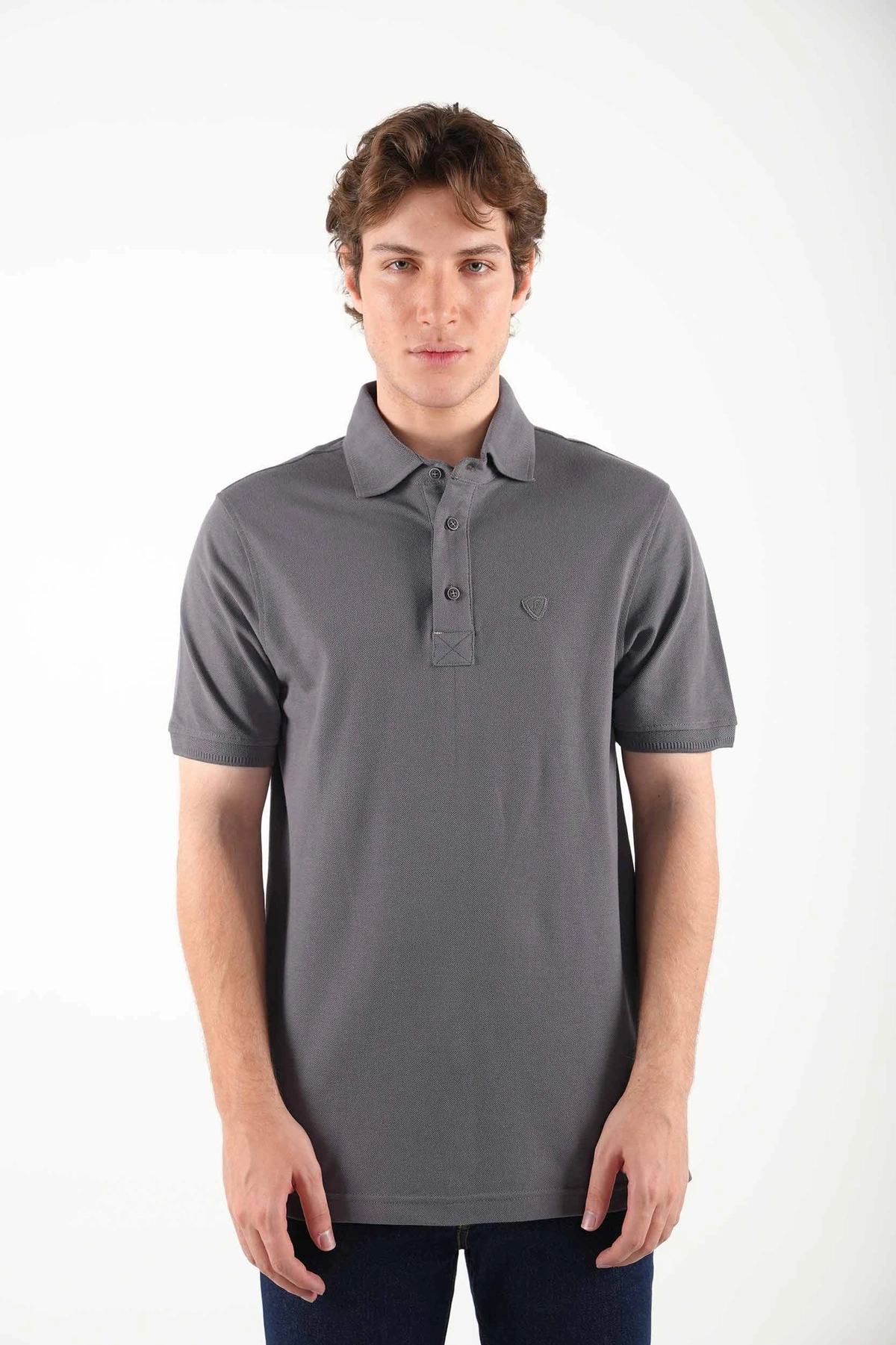 پولوشرت یقه دار رنگ طوسی تیره