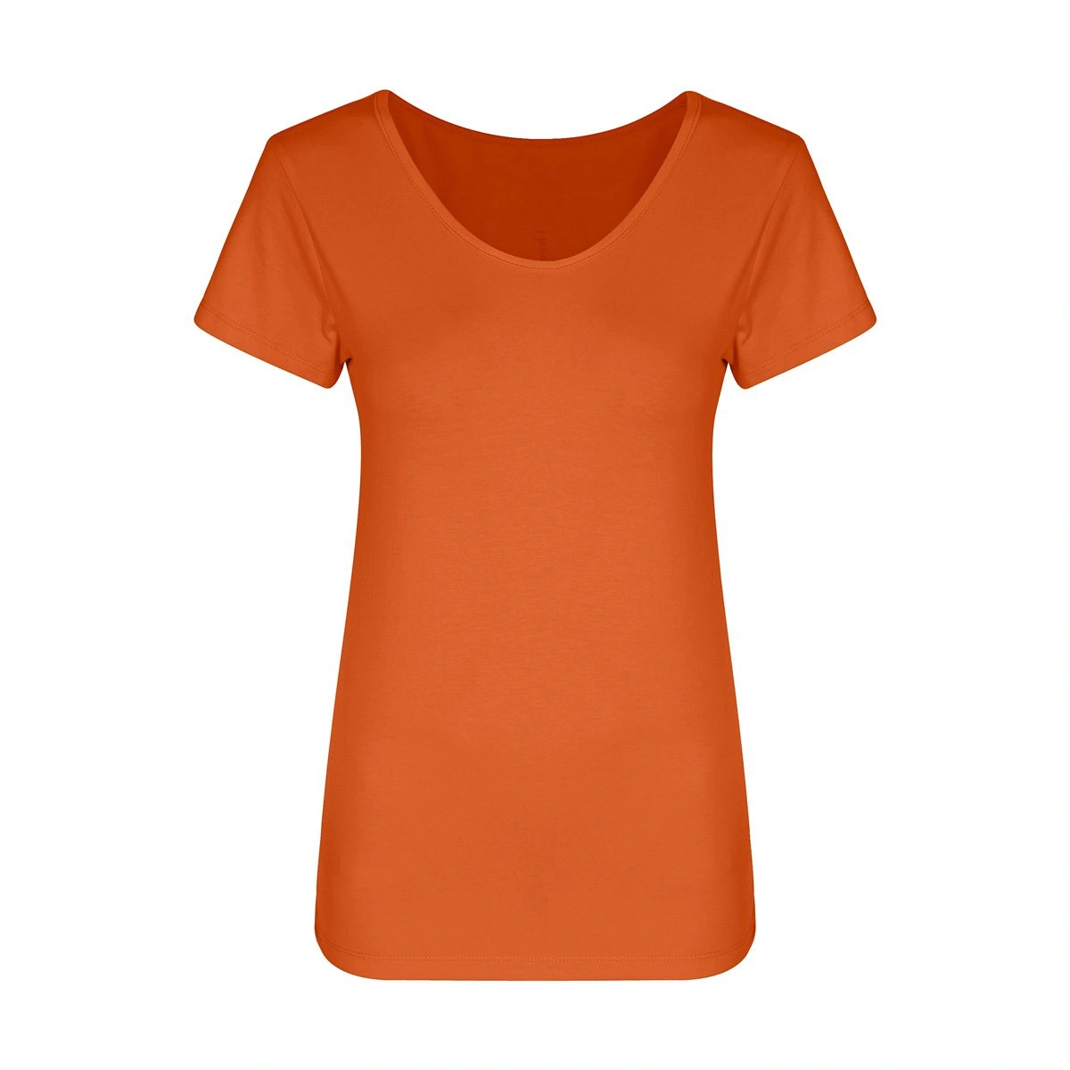 تیشرت یقه گرد زنانه نارنجی رنگ پشت چاپ دار لانگ 100 درصد پنبه ساخت ایران تولید پاتن جامه کیفیت عالی 