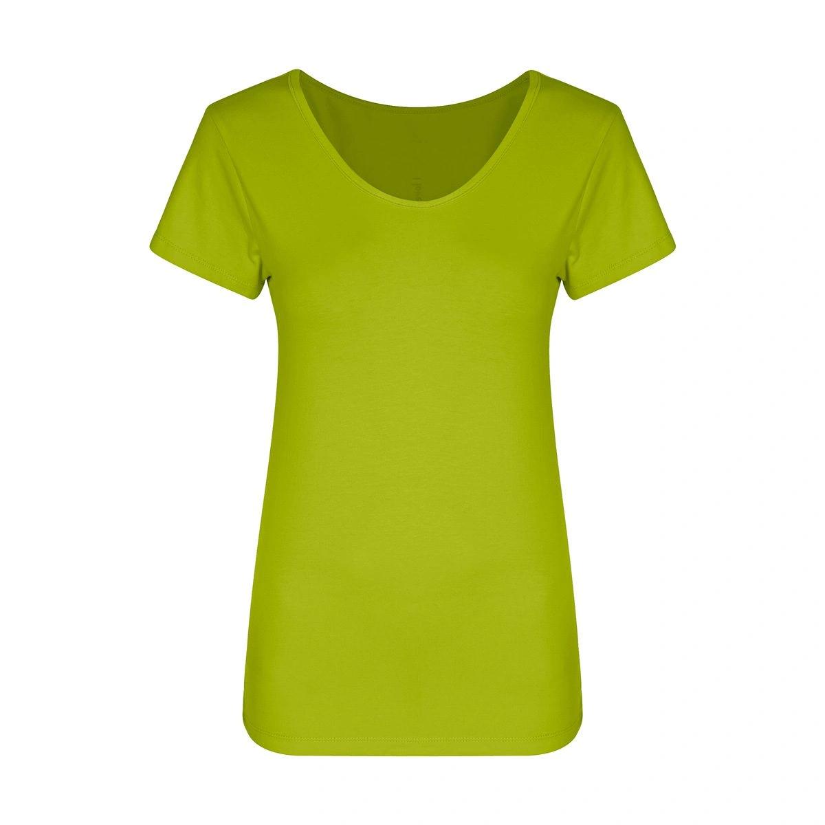 تیشرت زنانه یقه گرد آستین کوتاه پشت چاپ دار لانگ سبز 100 درصد پنبه ساخت پاتن جامه تولید ایران کیفیت 