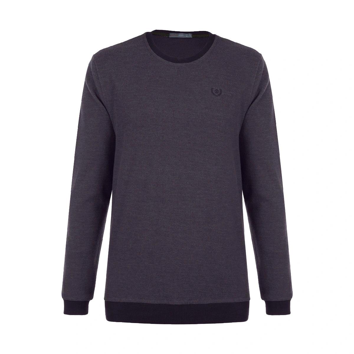 تیشرت مردانه آستین بلند یقه گرد مچ کشبافت پارچه 100 درصد پنبه طوسی تیره ساخت ایران تولید پاتن جامه ک