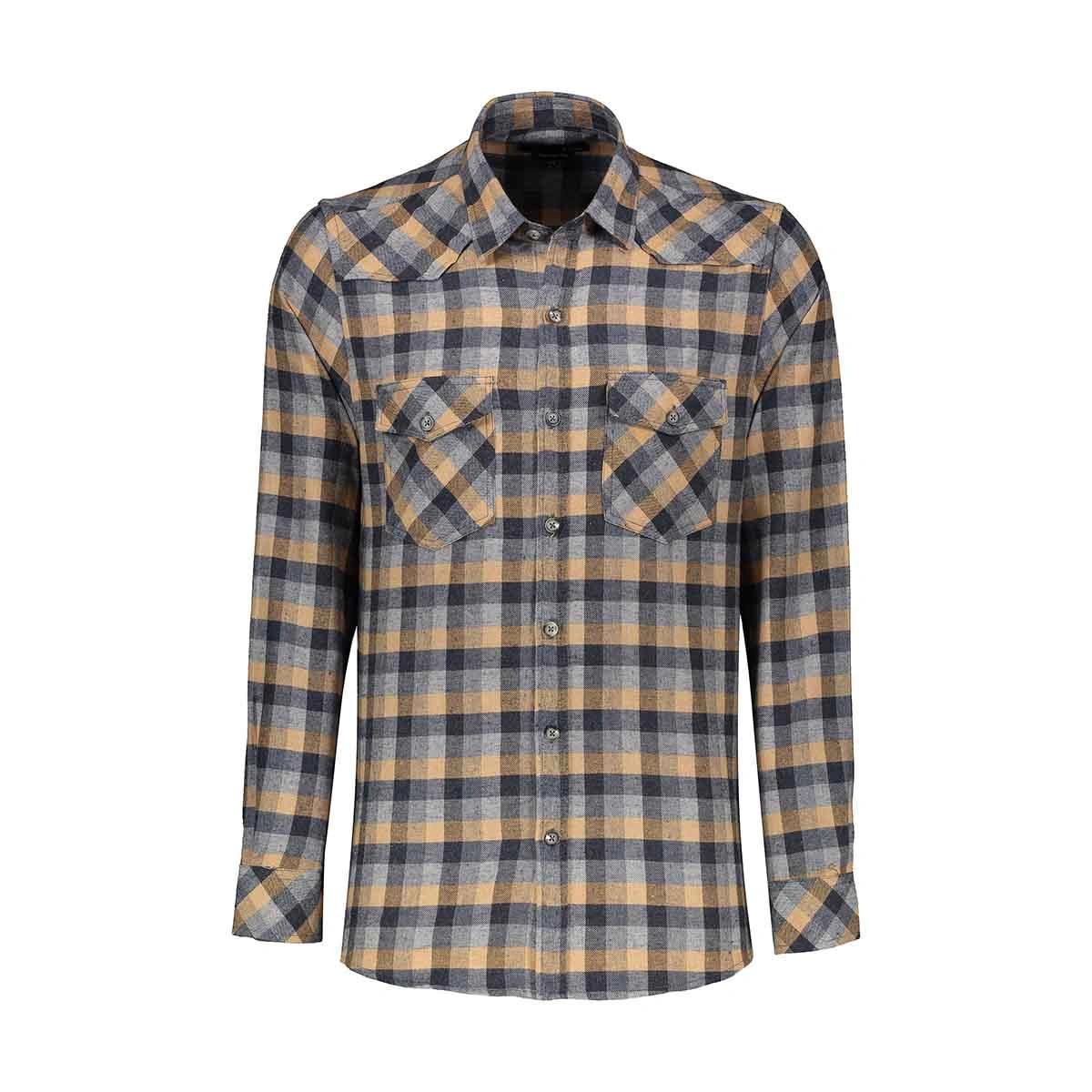 خرید پیراهن پشمی مردانه تولید پاتن جامه می باشد. پیراهن پشمی طرح چهارخانه.