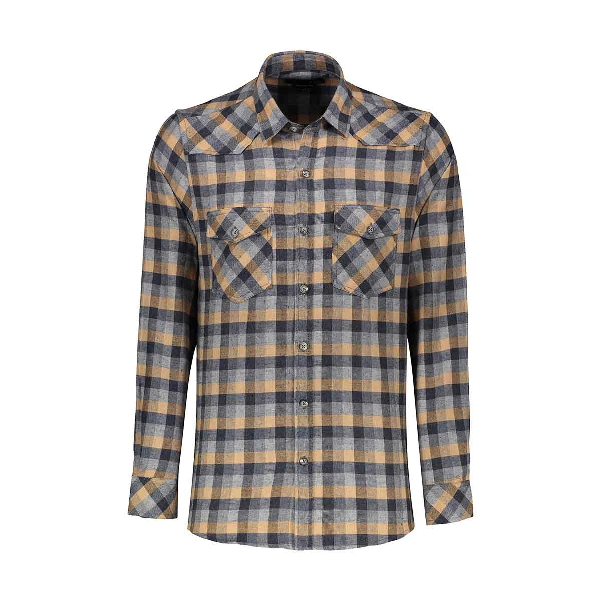 خرید پیراهن پشمی مردانه تولید پاتن جامه می باشد. پیراهن پشمی طرح چهارخانه.