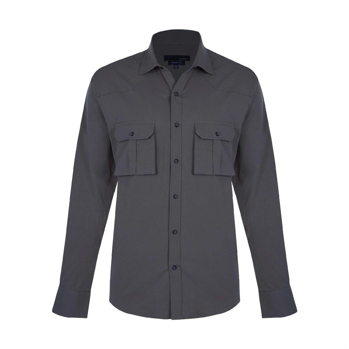 پیراهن آستین بلند کتان مردانه تولید شرکت پاتن جامه می باشد. جنس کتان / کش. پارچه ضخیم. دارای دوجیب پ