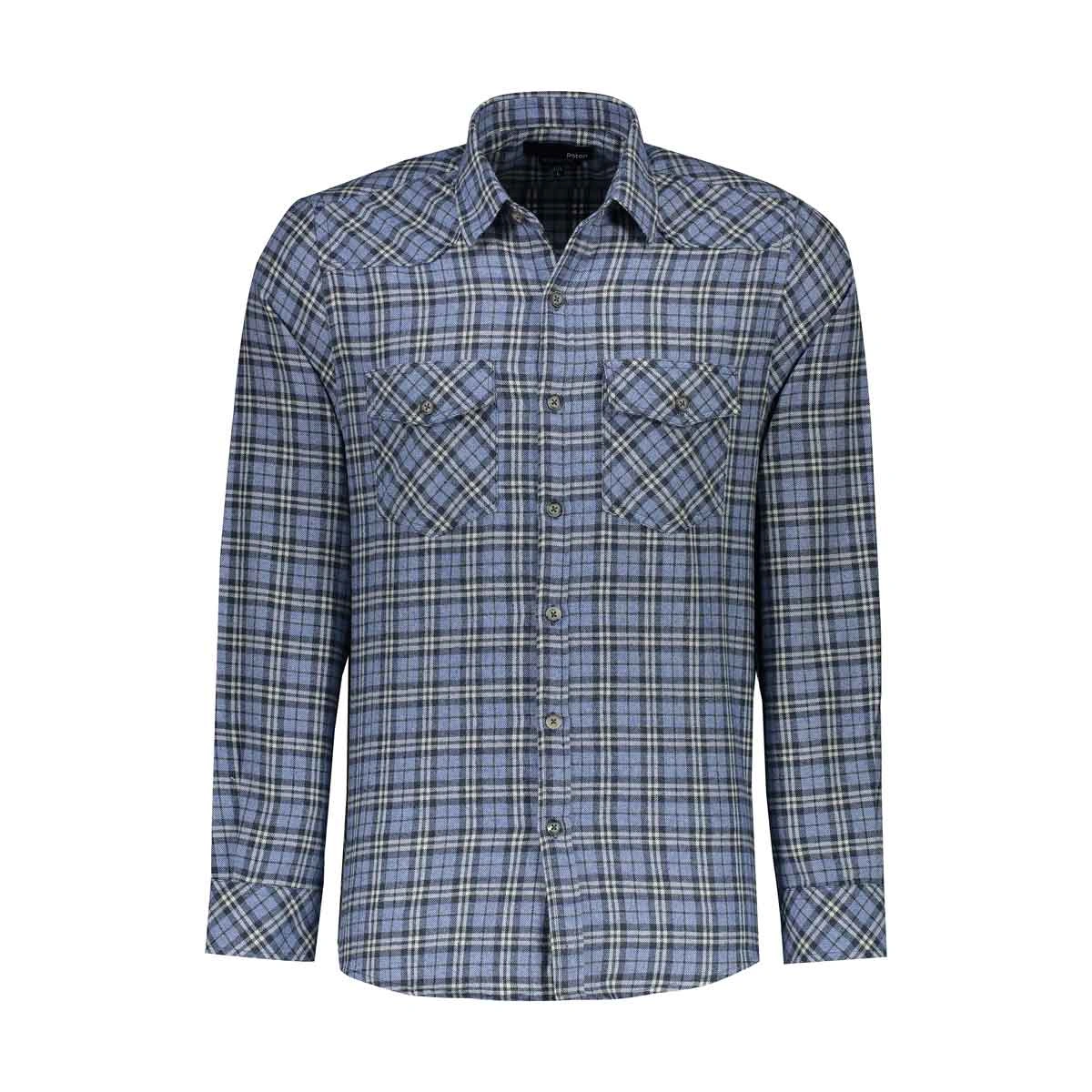 خرید پیراهن پشمی مردانه تولید پاتن جامه می باشد. پیراهن پشمی طرح چهارخانه.