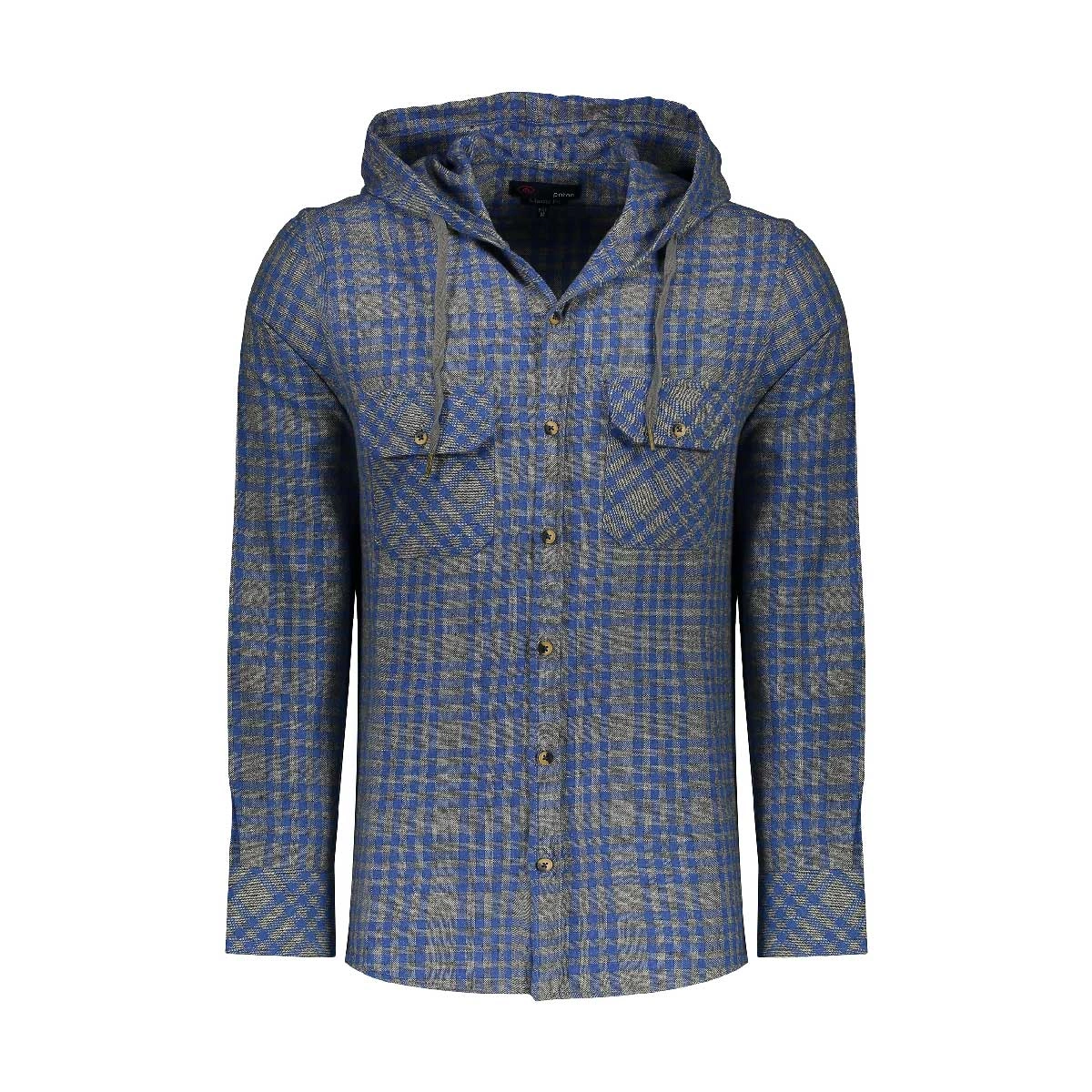 خرید پیراهن پشمی کلاهدار مردانه. مدل کلاهدار طرح چهارخانه. 