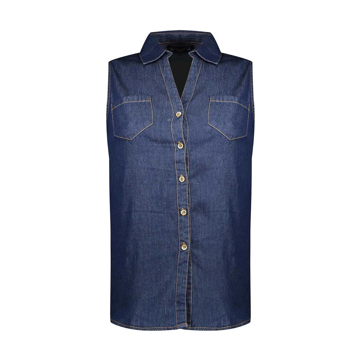 تاپ یقه دار جین زنانه تولید شرکت پاتن جامه می باشد. جنس پارچه جین صد در صد پنبه است. مناسب برای استف