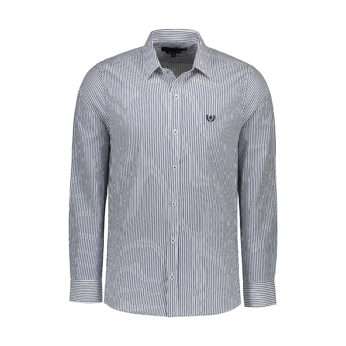 پیراهن آستین بلند مردانه تولید شرکت پاتن جامه. جنس پارچه تترون - 35 درصد پنبه - 65 درصد پلی استر. تک