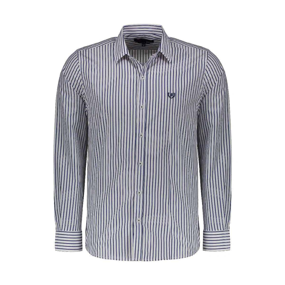 پیراهن آستین بلند مردانه طرح راه راه یقه برگردان مدل REGULAR معمولی.