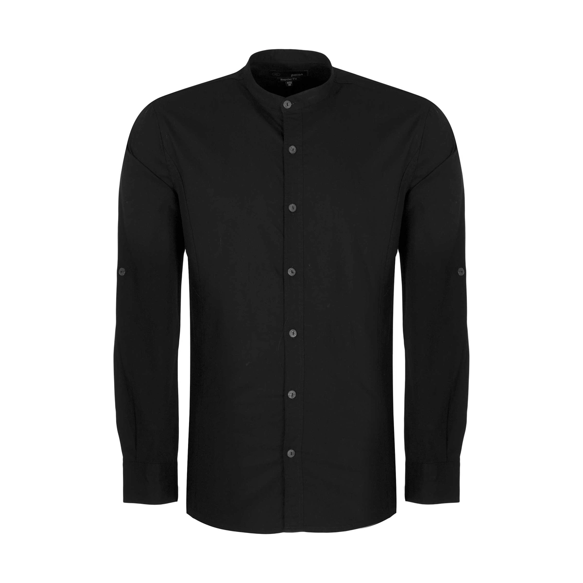 پیراهن آستین بلند مردانه پارچه ساده رنگ مشکی , 97 درصد پنبه و 3 درصد لاکرا / مناسب برای تمامی فصول م
