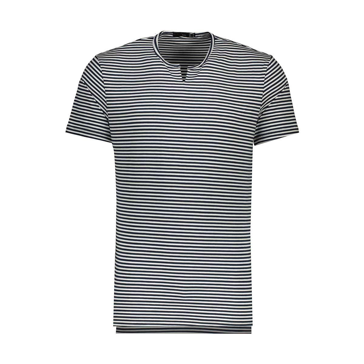 تیشرت یقه گرد رینگر آستین کوتاه مردانه - پارچه راه راه - جنس 3% لاکرا 57% پنبه - تولید کارخانه پاتن 