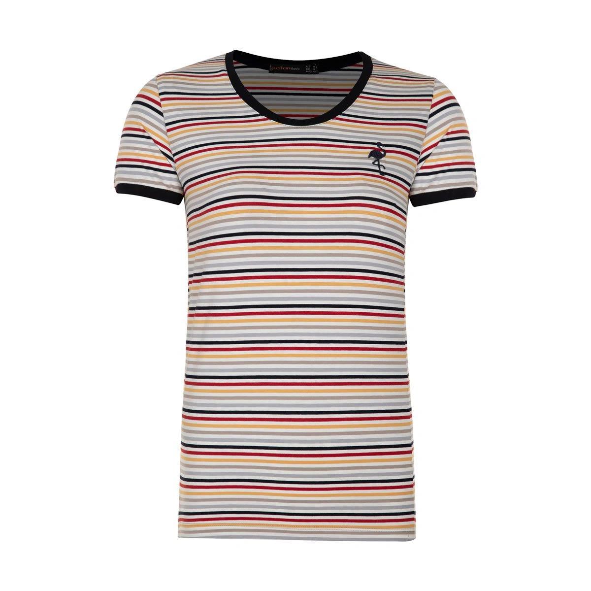 تیشرت یقه گرد زنانه - آستین کوتاه - پارچه طرح دار ( راه راه ساده ) -تولید کارخانه پاتن جامه می باشد 