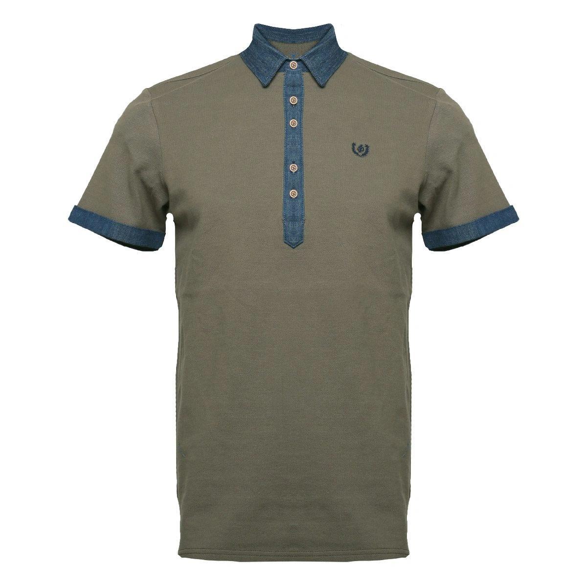 پولو شرت آستین کوتاه - جنس: جودون / 3% لاکرا ( کش ) - پارچه : ساده - یقه برگردان جین - دارای 6 دکمه 