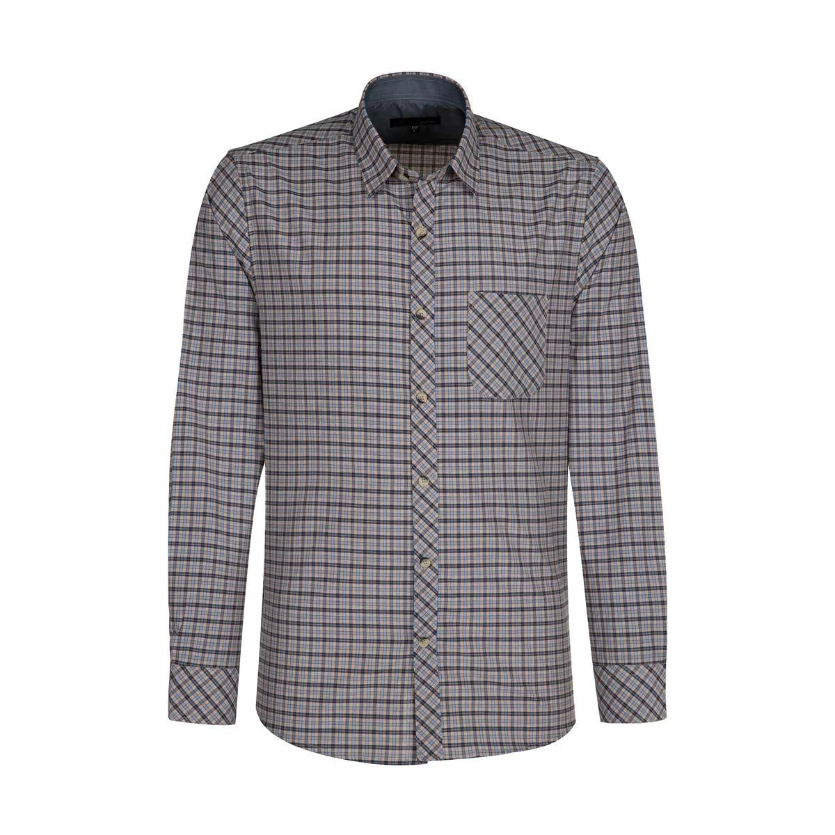 پیراهن آستین بلند مردانه تولید شرکت پاتن جامه - جنس پیراهن 65% پلی استر / 35%د پنبه -.طرح چهارخانه آ