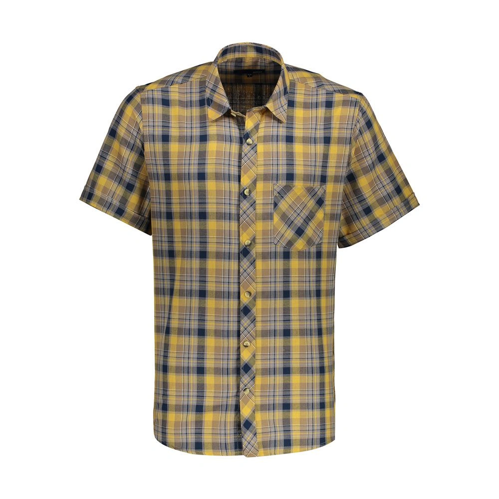 پیراهن طرح چهارخانه آستین کوتاه مدل regular به رنگ زرد و بنفش سرمه ای