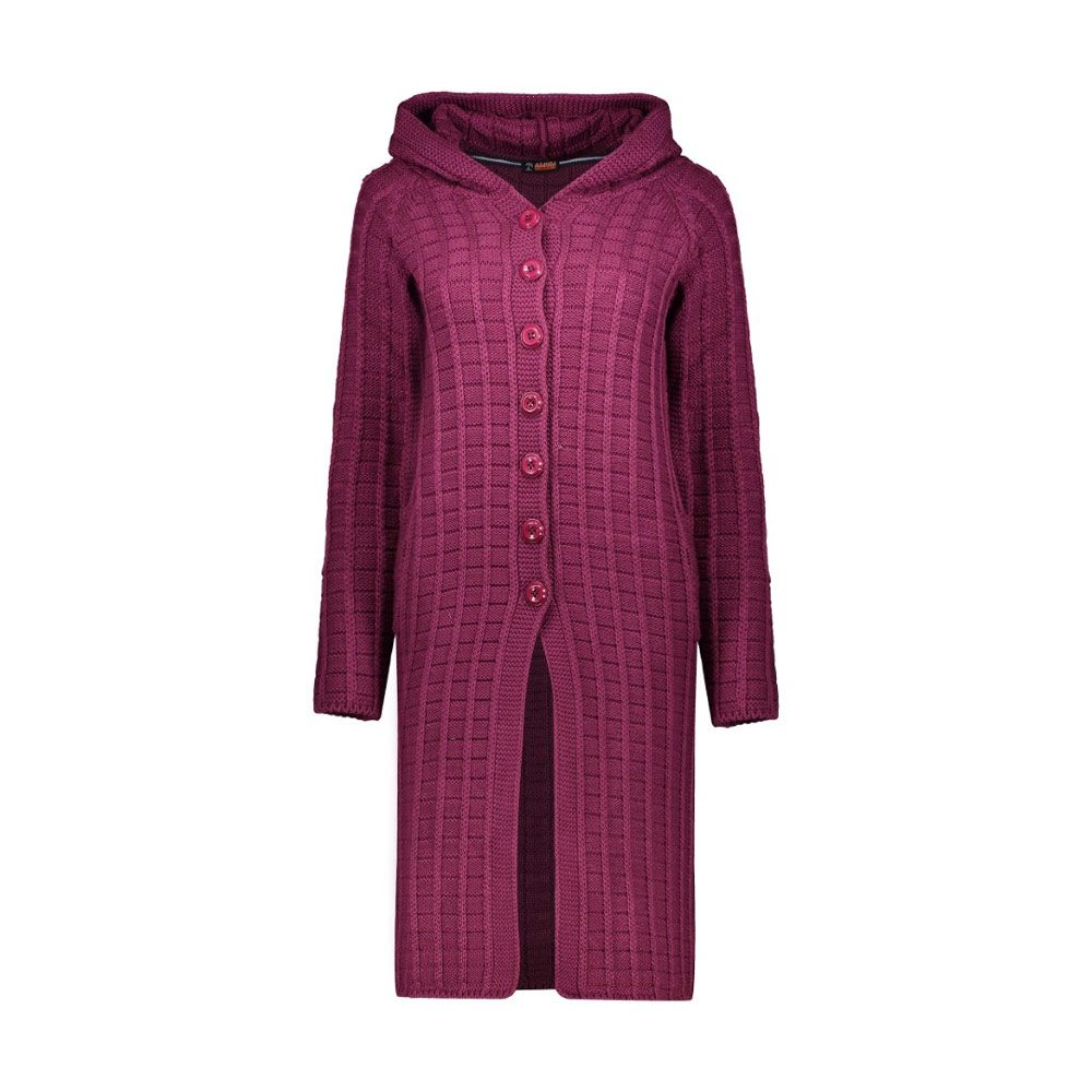 مانتو بافت کلاهدار زنانه تولید پاتن جامه می باشد - جنس پلی استر / اکریلیک - 7 دکمه / آستین بلند- قد 