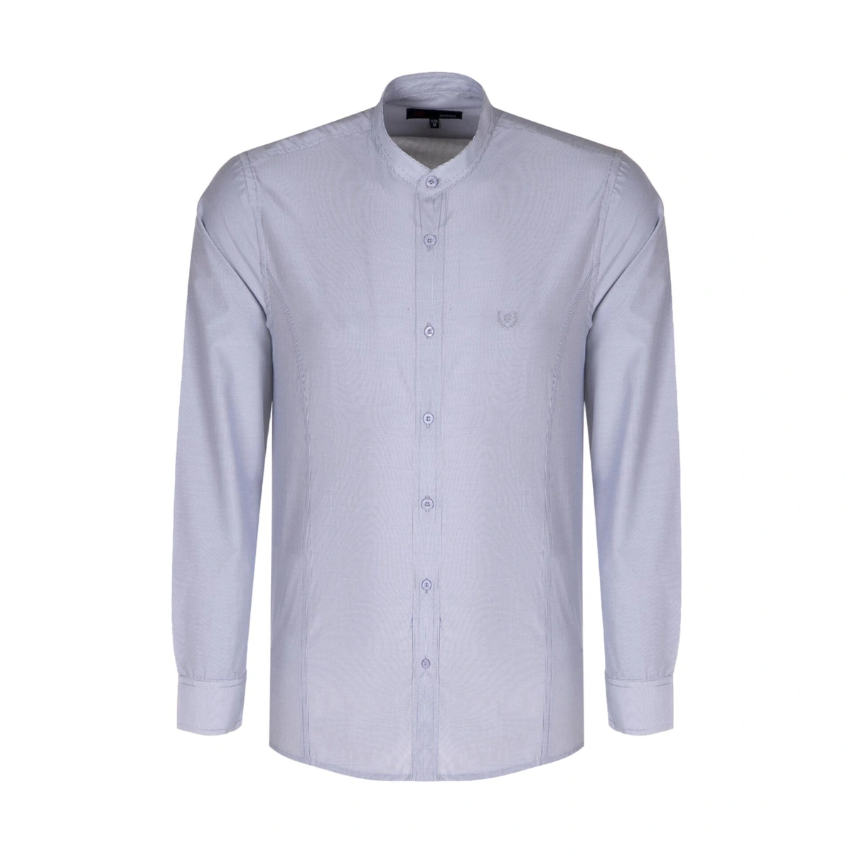 پیراهن آستین بلند مردانه یقه ایستاده طرح راه راه مدل معمولی. 