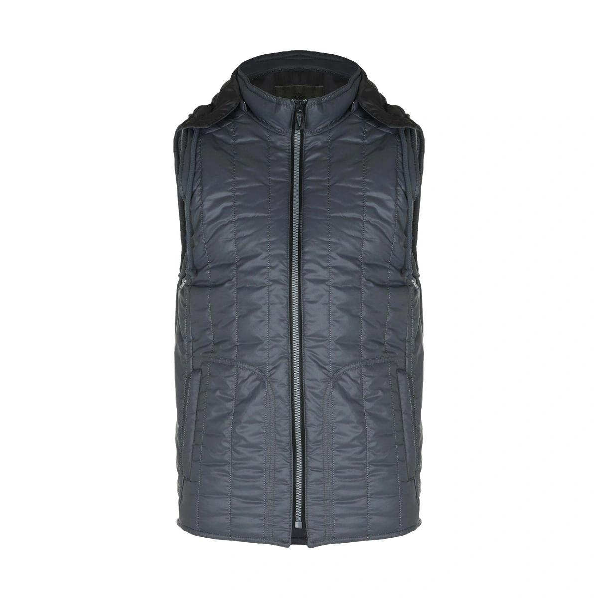 جلیقه شمعی مردانه از برند پاتن جامه ، دارای کلاه رنگ طوسی. خرید آنلاین ژیله مردانه. 