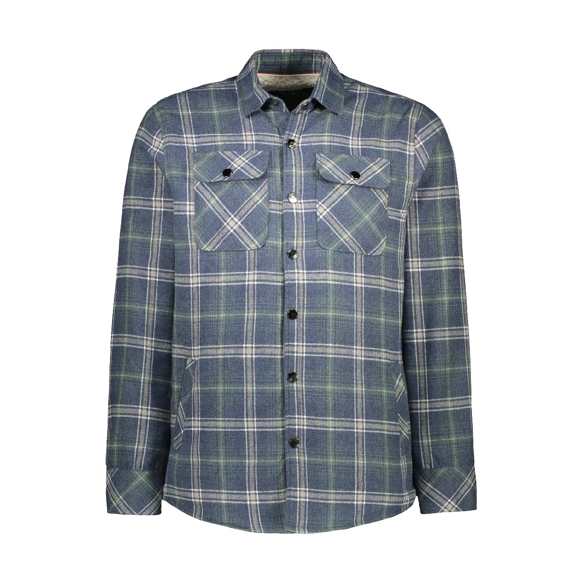 کاپشن پیراهنی پشمی ضخیم مردانه طرح چهارخانه رنگ سبز. 