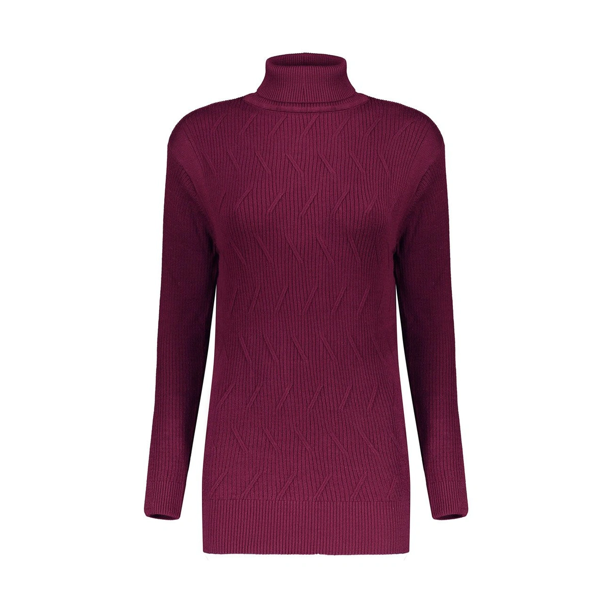 بافت یقه اسکی زنانه تولید پاتن جامه می باشد - بافت کار کبریتی می باشد - طرح جلو کار ، خط دار اریب می