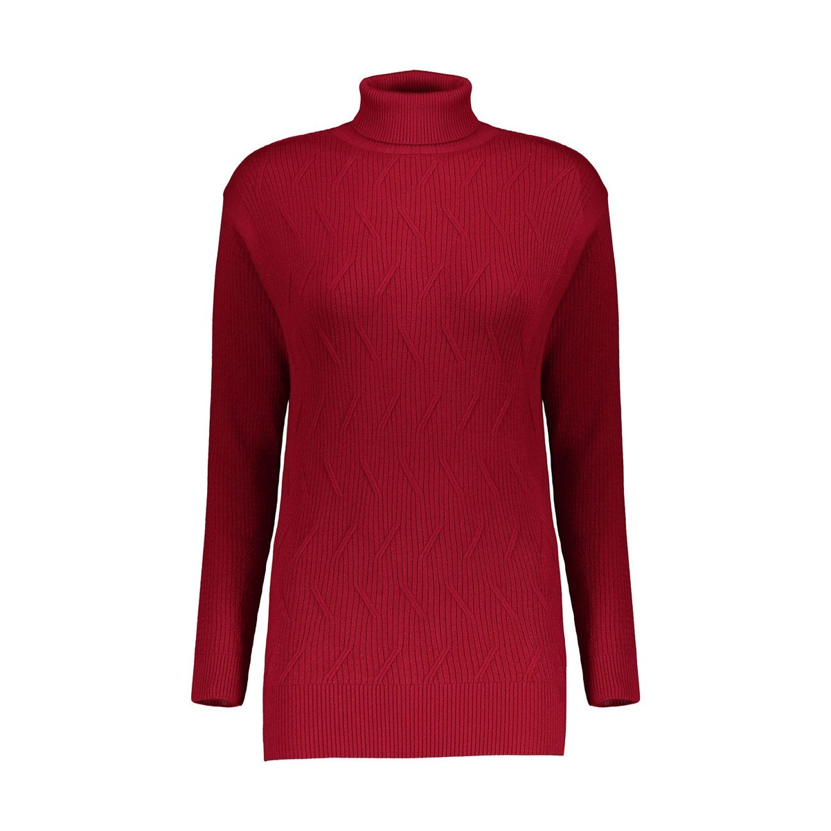 بافت یقه اسکی زنانه تولید پاتن جامه می باشد - بافت کار کبریتی می باشد - طرح جلو کار ، خط دار اریب می