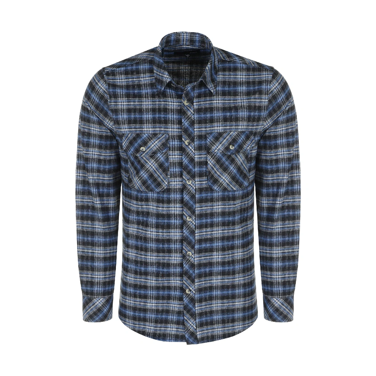 پیراهن پشمی آستین بلند مردانه تولید پاتن جامه می باشد. جنس پیراهن صد در صد پنبه (پارچه خار خورده - پ