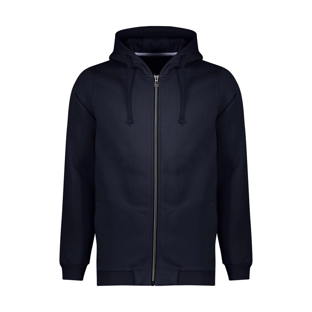 سویشرت کلاهدار مردانه سرمه ای / صد در صد پنبه (دورس سه نخ) / تمام زیپ / مچ و دور کمر کشبافت / مناسب 