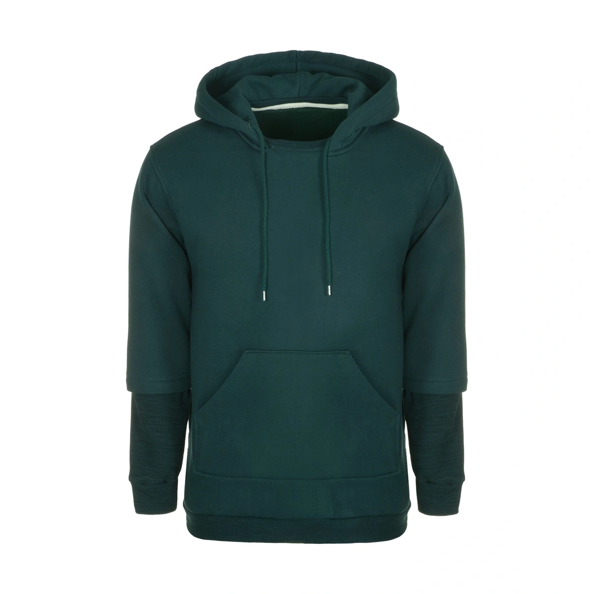 هودی مردانه سبز تیره جنس پارچه صد در صد پنبه دورس سه نخ می باشد. داخل هودی براش خورده و گرم می باشد.
