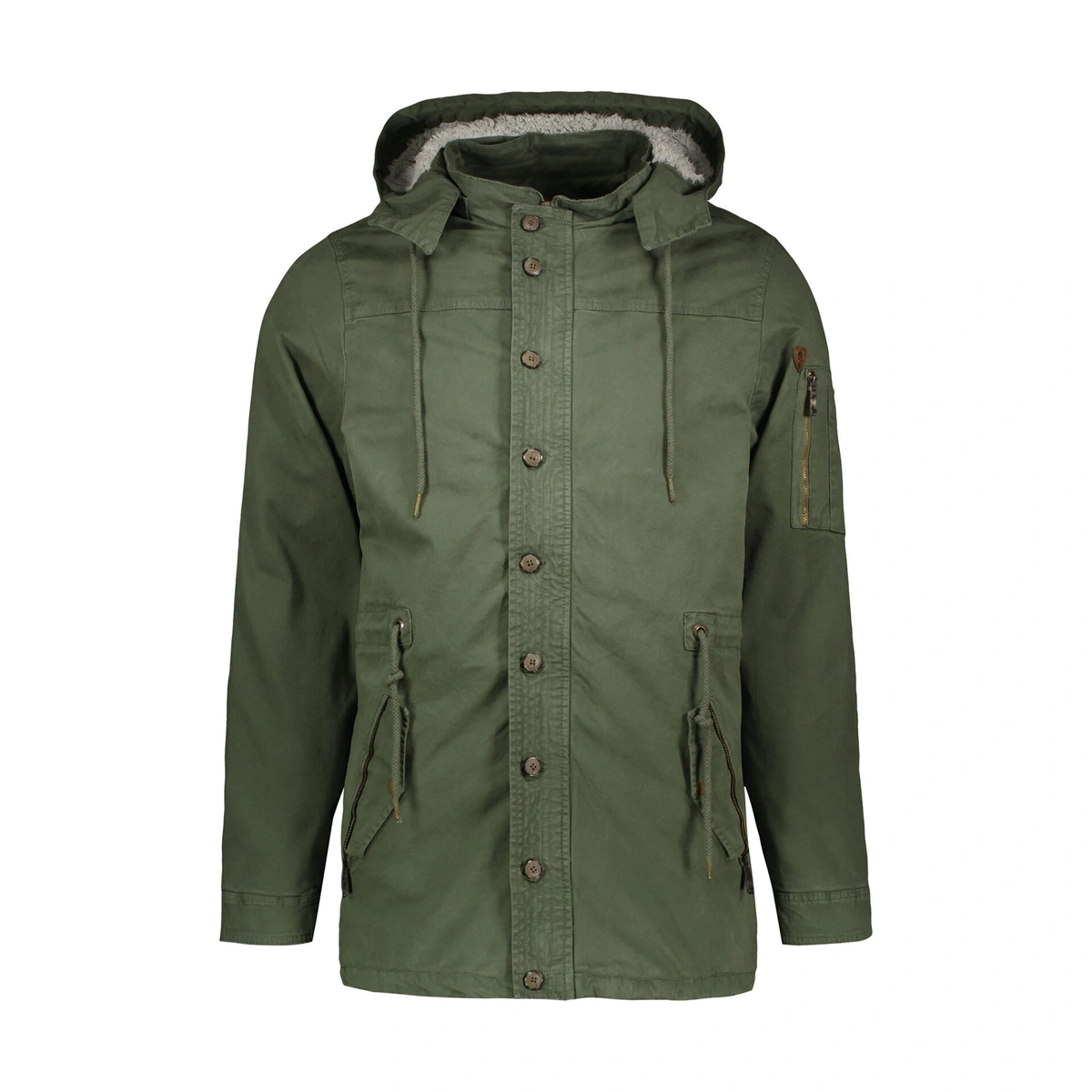 کاپشن کتان مردانه تولید پاتن جامه می باشد. کاپشن از جنس کتان (پنبه) بوده داخل خزدار (رنگ سفید) می با