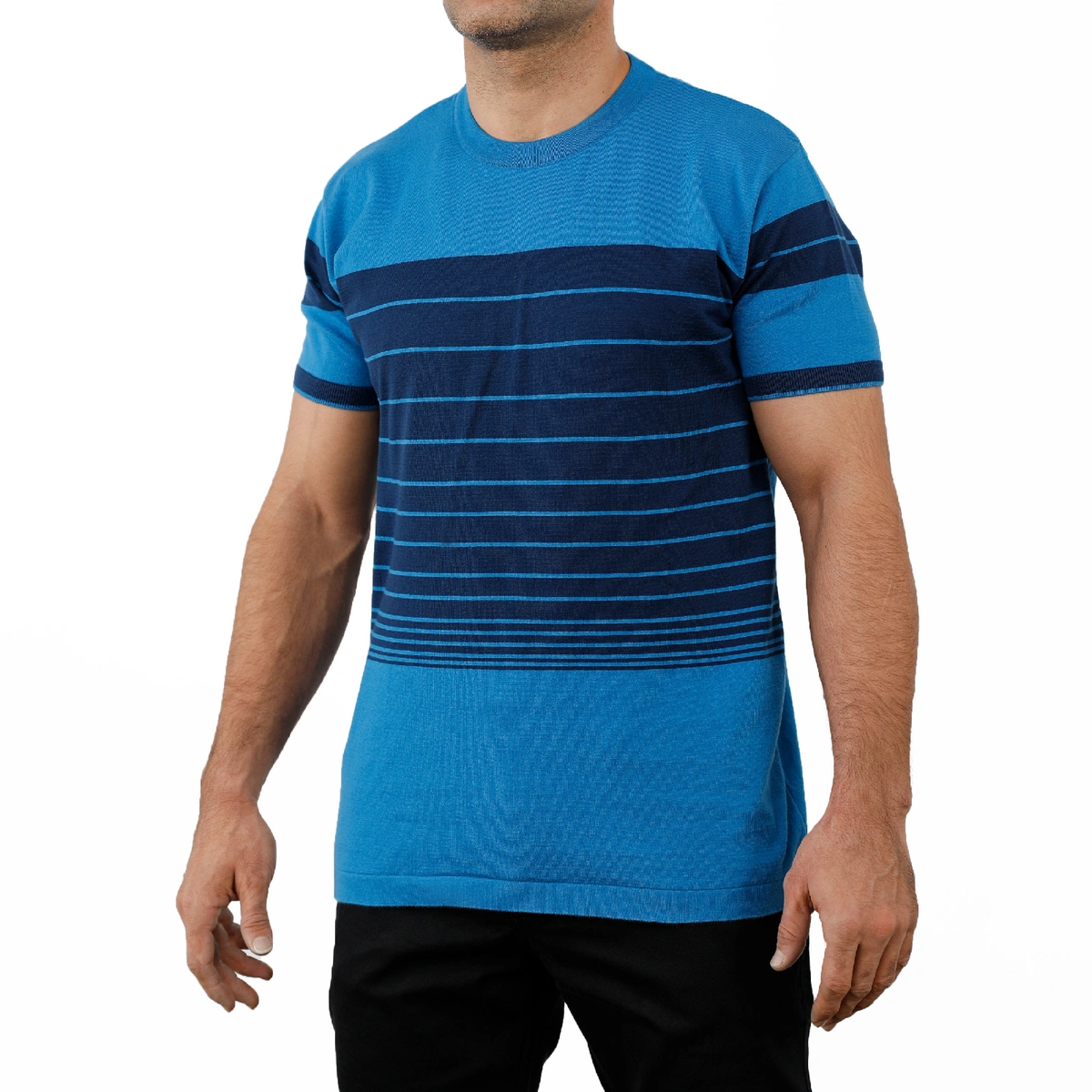 خرید پلیور آستین کوتاه مردانه صد در صد پنبه. پلیور آستین کوتاه نخی طرح دار.  جنس تیشرت بافت (صد در ص