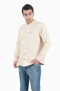 پیراهن کتان مردانه یقه ایستاده تک جیب