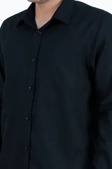 پیراهن آستین بلند مردانه رنگ مشکی طرح دار