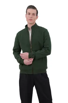 سویشرت زیپدار مردانه سلانیک رنگ سبز