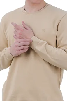 سویشرت دورس مردانه یقه کشبافت رنگ کرم