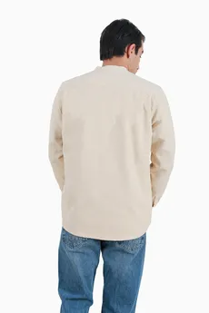 پیراهن کتان مردانه یقه ایستاده تک جیب