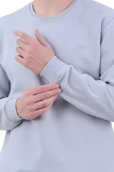 سویشرت دورس مردانه یقه کشبافت رنگ طوسی