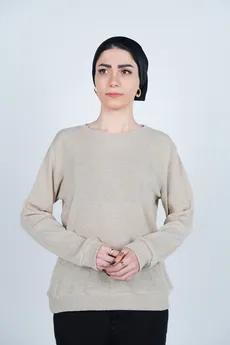 تیشرت بافت یقه گرد آستین بلند زنانه