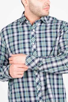 پیراهن آستین بلند یقه برگردان چهارخانه مردانه