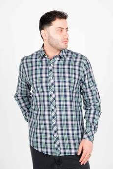 پیراهن آستین بلند یقه برگردان چهارخانه مردانه