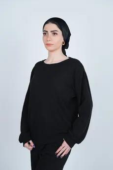 تیشرت بافت یقه گرد آستین بلند زنانه