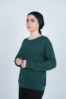 تیشرت بافت یقه گرد آستین بلند زنانه