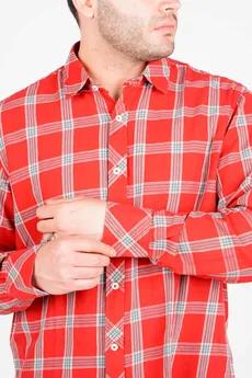 پیراهن آستین بلند یقه برگردان چهارخانه مردانه