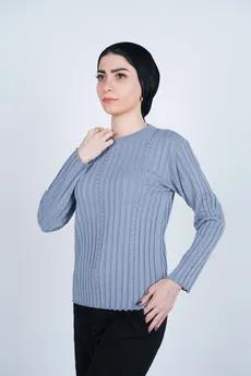 بافت یقه گرد آستین بلند زنانه  